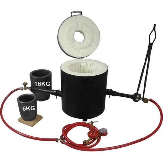 Four de fusion des métaux, capacité 16KG, double brûleur, température maximale 1300°C, convient pour le cuivre et le laiton, idéal pour la fabrication de bijoux