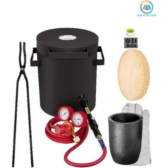 Four de fusion électrique en acier inoxydable dune capacité de 2 kg, avec accessoires.