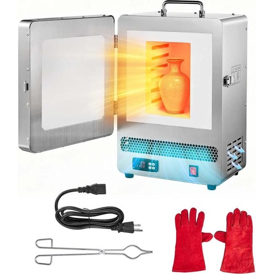 Four électrique de fusion - Four de cuisson/four à céramique - 1650 W - Max. 1200 °C - Régulation de température PID - Affichage numérique - Pour la fonte à cire perdue, le recuit des métaux et la cuisson de la céramique