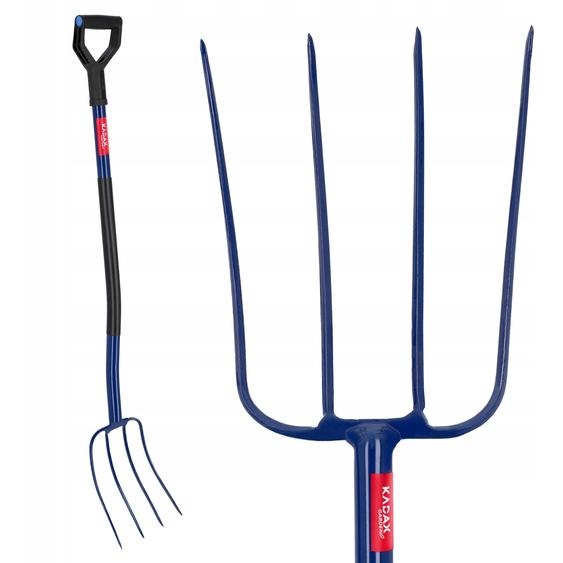 Fourche à foin KADAX avec manche en métal, fourche en acier, fourche à bêcher avec manche en D, fourche pour le jardin