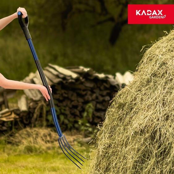 Fourche à foin KADAX avec manche en métal, fourche en acier, fourche à bêcher avec manche en D, fourche pour le jardin