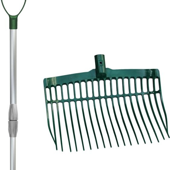 Fourche à fumier plastique vert avec alu. Acier dans une boîte