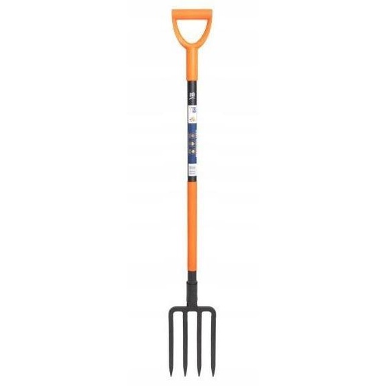 Fourche de jardin à 4 dents en acier, renforcée, manche de 130 cm, revêtement par poudrage, ergonomique