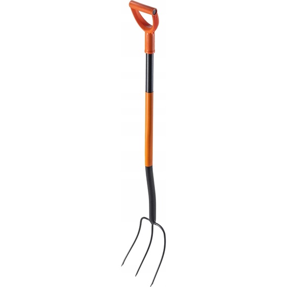 Fourche de jardin - Fourche à compost et à foin à 3 dents - Métal - Manche ergonomique - 135 cm