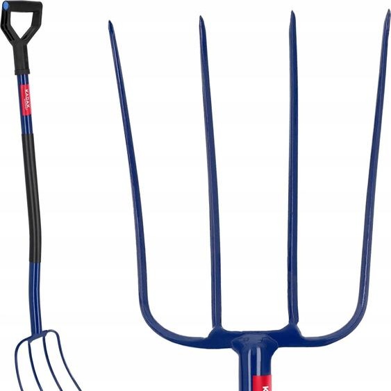 Fourche de jardin - Fourche à compost et à foin à 4 dents - Métal - Longueur 130 cm