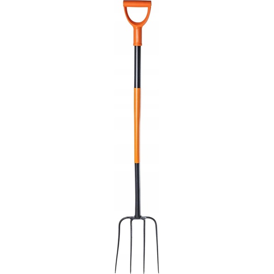 Fourche de jardin - Fourche à compost/fourche à foin - Avec 4 dents - Métal - Manche ergonomique - Longueur 132 cm
