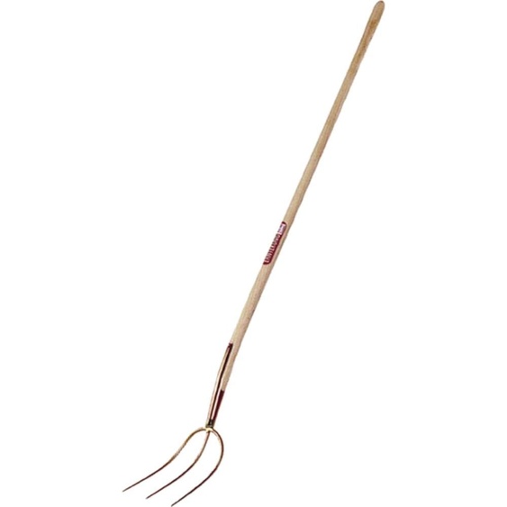 Fourche dépandage 3 dents 30x30 cm laquée or, manche en frêne de 135 cm