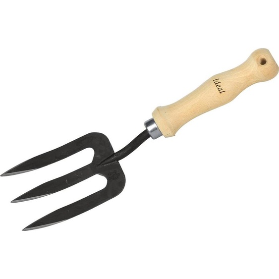 Fourche manuelle IDEAL 3 dents manche en hêtre 15,5 cm