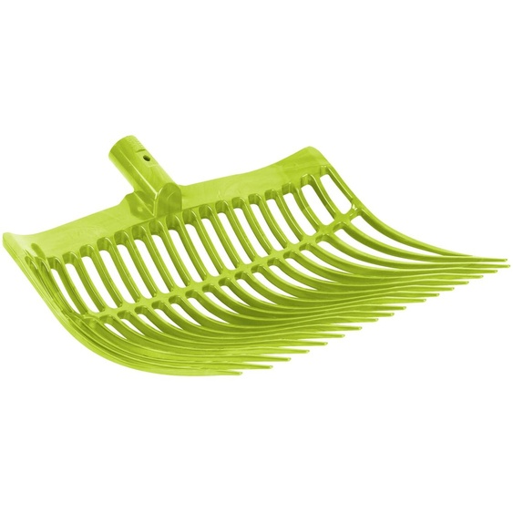 Fourche suédoise « Horizont » vert clair, en plastique robuste, 40 cm de large, 18 dents, fourche à foin pour chevaux, ferme et écurie, fourche à fumier sans manche, fourche à fumier, fourche à balles