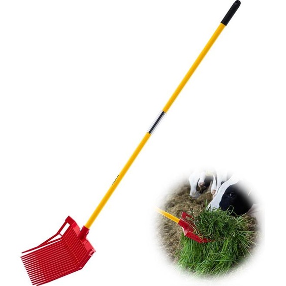 Fourche suédoise VEVOR, 18 dents, fourche à boules avec long manche en fibre de verre, fourche à foin en plastique de 1550 mm, outil à bouse pour le jardinage, lécurie, létable, lherbe, le nettoyage du foin, les travaux agricoles