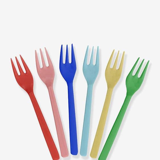 Fourchettes à gâteau en mélamine lot de 6 rice multicolore