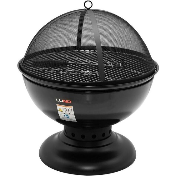 foyer 2 en 1 avec fonction grill Ø57cm | Gril & bac à feu en acier avec grille, couvercle & tisonnier | Cheminée de jardin BBQ Outdoor Feu de camp Four de terrasse