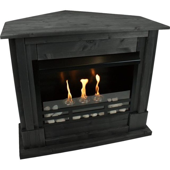 Foyer à gel Cheminée dangle à léthanol Rafael avec set daccessoires + verre de sécurité - Noir