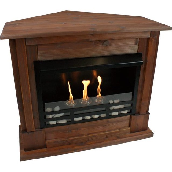 Foyer à gel Cheminée dangle à léthanol Rafael avec set daccessoires + verre de sécurité - Noyer