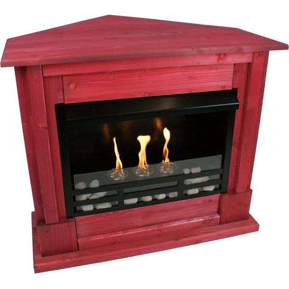 Foyer à gel Cheminée dangle à léthanol Rafael avec set daccessoires + verre de sécurité - Rouge