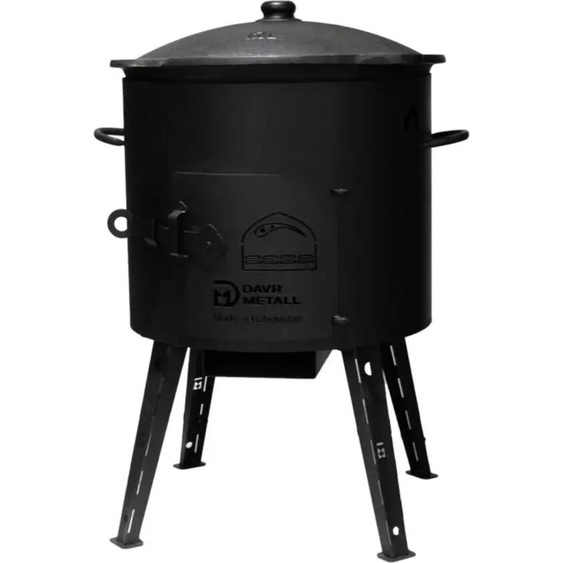 Foyer avec Kazan 16L - Set de brochettes en fonte, idéal pour la cuisine en plein air et le camping