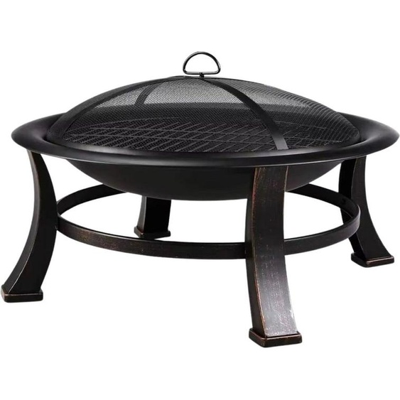 Foyer Bolt Edge – 76 cm – Pour lextérieur – Avec barbecue, pare-étincelles et couvercle – Métal massif