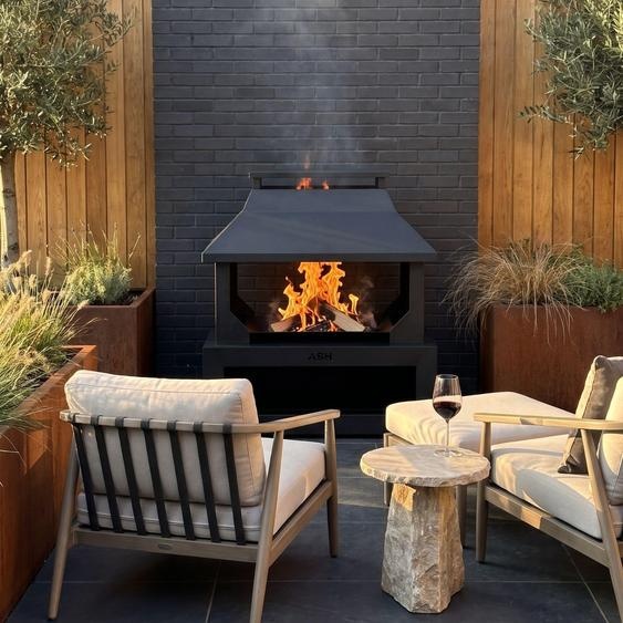 Foyer dextérieur ASH Woodfire noir