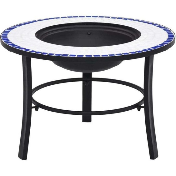 Foyer en mosaïque bleu et blanc 68 cm Céramique , Corbeilles à feu et coupes Design 2024