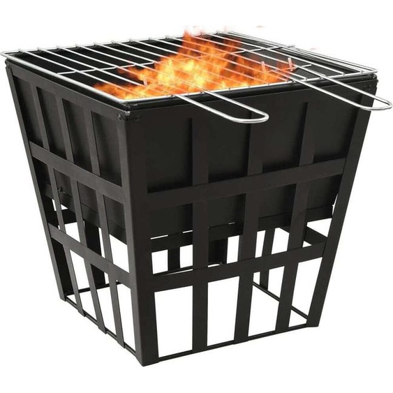 Foyer et barbecue 2 en 1 34x34x48 cm Acier