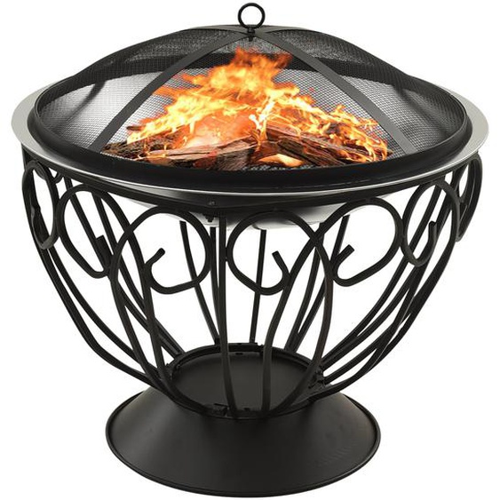 Foyer et barbecue avec tisonnier 2 en 1 59x59x60 cm Inox