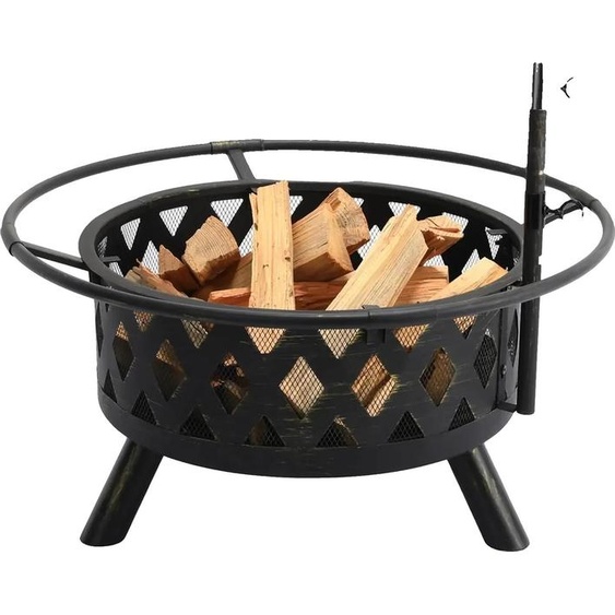 Foyer, fonte, grille réglable en hauteur, compatible avec le charbon, surface revêtue par poudrage,  3C