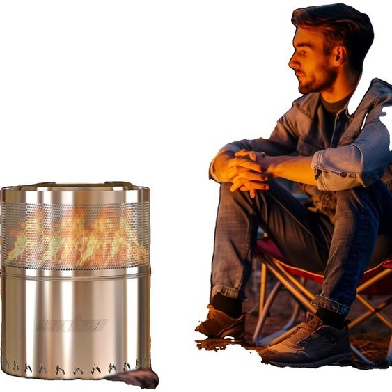 Foyer, portable, feu de bois, style moderne, argenté