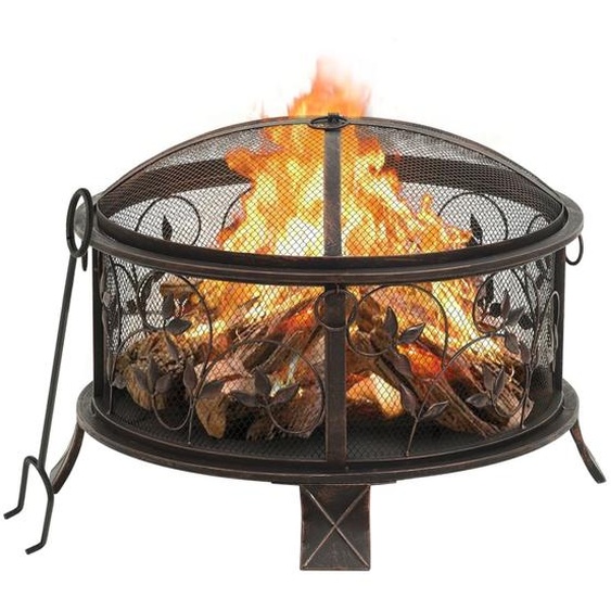 Foyer rustique avec tisonnier 67,5 cm XXL acier