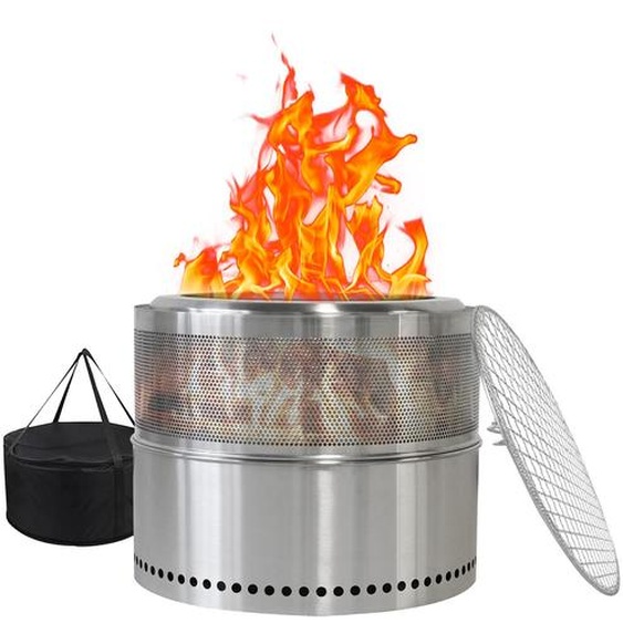 Foyer sans fumée, foyer à bois, foyer barbecue, en acier inoxydable, portable pour lextérieur (foyer sans fumée/à bois/barbecue, en acier inoxydable)