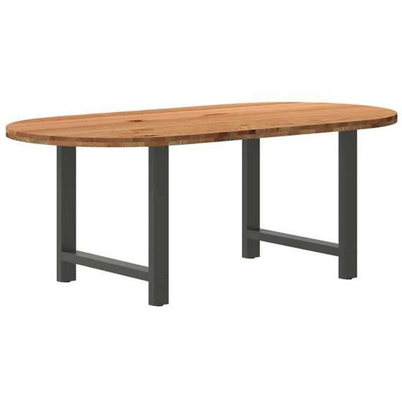 FR Table à manger - SWEET - marron clair - bois de chêne massif ovale 67549