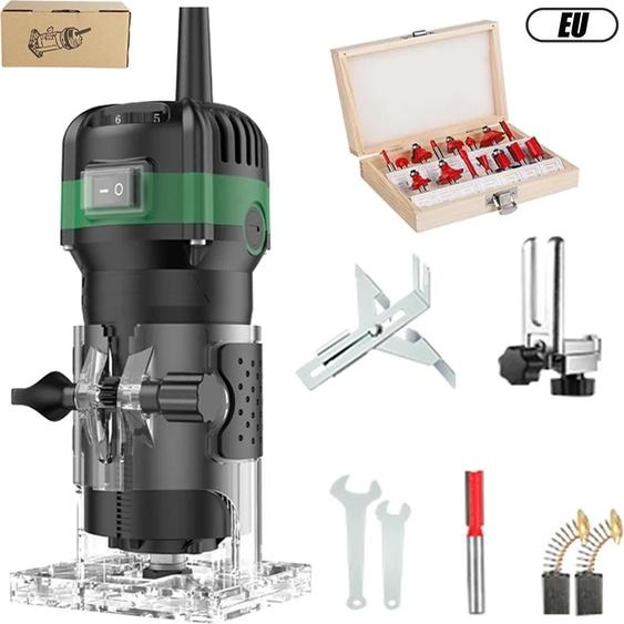 Fraise à bois, profondeur réglable, six vitesses, 15 fraises