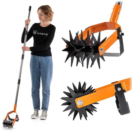 Fraise à étoiles KADAX avec couteau de labour, fraise de jardin en acier inoxydable, cultivateur rotatif pour ameublir le sol, fraise à terre, cultivateur avec roues étoiles rotatives, binette rotative
