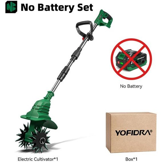 Fraise à gazon électrique - Motobineuse à batterie et coupe-bordures - Puissance de 1800W - Sans fil et portable - Largeur de travail de 170 mm - Profondeur de travail de 150 mm - Moteur en cuivre de 900 tr/min - Ne comprend pas la batterie