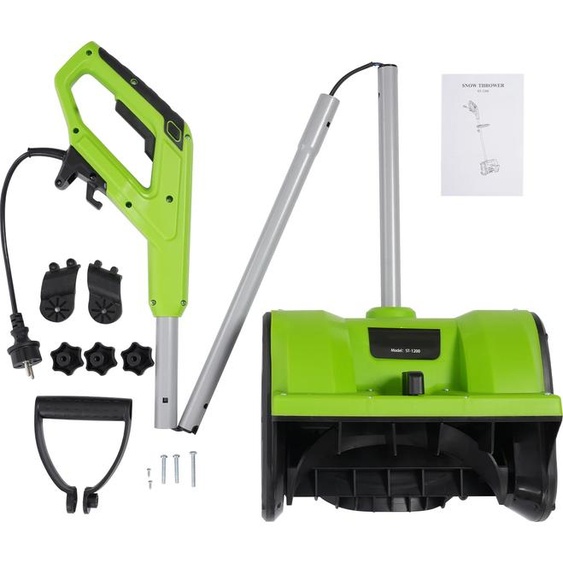 Fraise à neige électrique, moteur 1200W, largeur de déneigement 30 cm, vert, électrique
