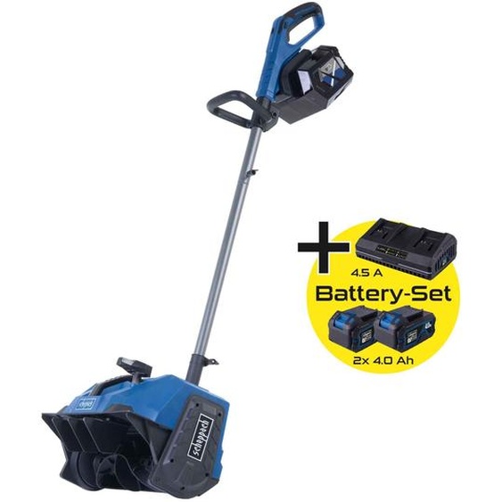 Fraise à neige sans fil Scheppach BC-SNB410-X | Largeur 40 cm | Hauteur 20 cm | Direction déjection variable | 2 batteries 4 Ah + double chargeur 4,5 A inclus