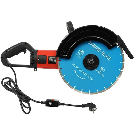 Fraise à rainure - Fraiseuse pour murs de 3500W - 3800 tr/min, profondeur de coupe de 14 cm, aspiration deau et de poussière - Pour béton, granit, marbre, briques - Rouge
