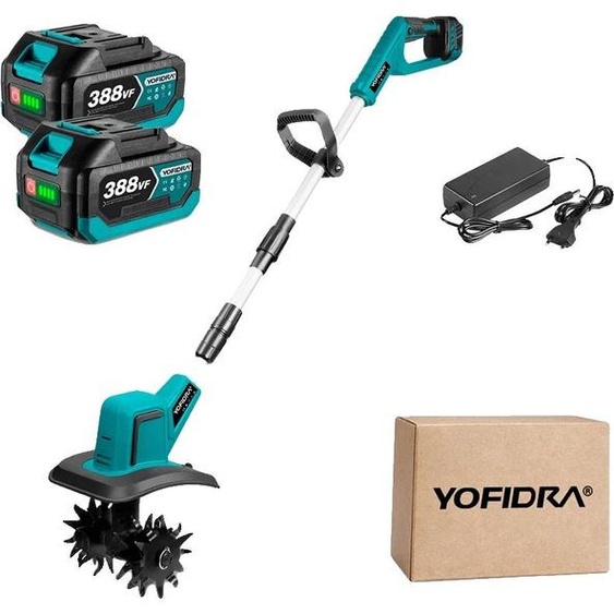 Fraise de jardin, moteur puissant sans balais, poignée ergonomique réglable, 2xbatteries-388VF