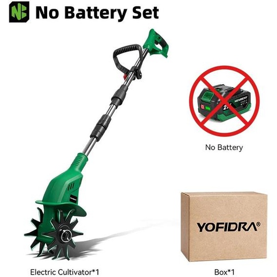 Fraise rotative électrique et cultivateur - Fraise rotative de jardin à double lame - Appareil sans fil 21V - 800 tr/min - Pour le travail du sol en jardin - Sans batterie