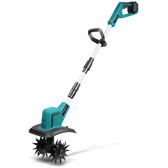 Fraise rotative électrique pour jardin - Motobineuse à batterie pour le travail du sol - Moteur sans balais 21V - 1500W - Largeur de travail 20 cm, profondeur 15 cm - Ne comprend pas la batterie