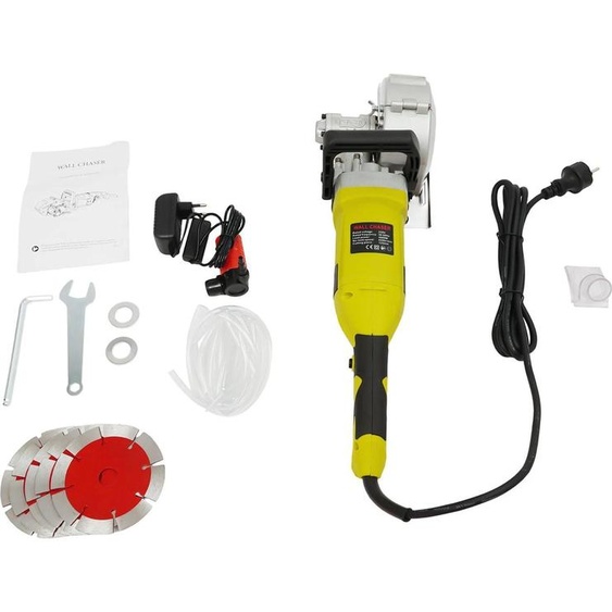 Fraiseuse à rainurer les murs - Fraiseuse à rainurer les murs - 4 kW - 6 500 tr/min - Réglable de 0 à 30 mm - 5 lames - 220 V CA, prise UE - Vert/Noir/Argent