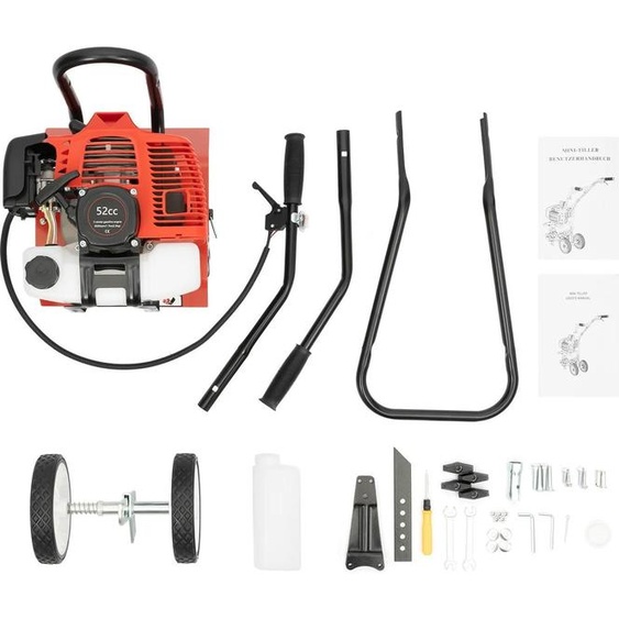 Fraiseuse de jardin, moteur 2 temps puissant, profondeur de travail polyvalente, noir et rouge