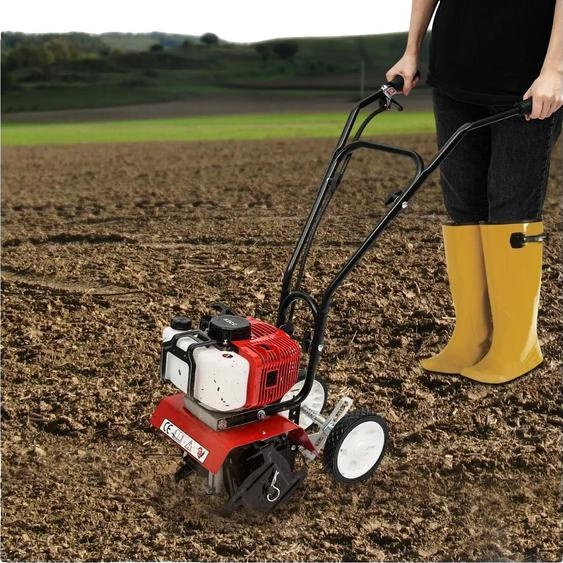 Fraiseuse de jardin, moteur à essence 2 temps 52CC, puissance 1700W, diamètre de lame 8,6 pouces, 4 lames en acier, capacité de carburant 1,2 litres