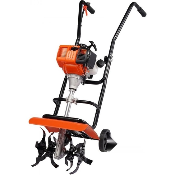 Fraiseuse de sol - Fonctionne au gaz - 38 cm³ - Cultivateur de jardin 4 temps - 4 dents avant réglables en acier - Travail du sol dans le gazon, le jardin et les champs