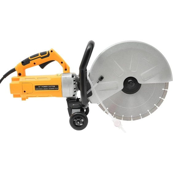 Fraiseuse murale/rainureuse électrique - Scie à béton/scie circulaire - Feuille Ø 350 mm - 4100 tr/min - 220 V - Prise EU - Avec roues - Jaune