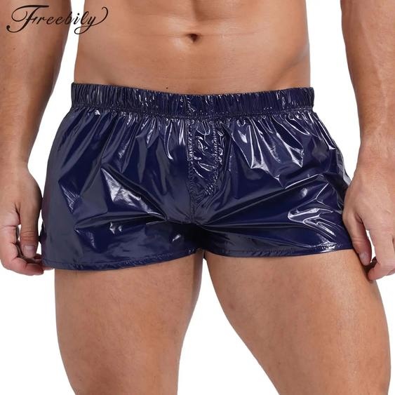 freebily Maillot de bain taille basse brillant pour hommes, short de plage fendu sur les côtés, vêtements de plage pour hommes, costume de boîte de nuit, maillot de bain de fête à la piscine