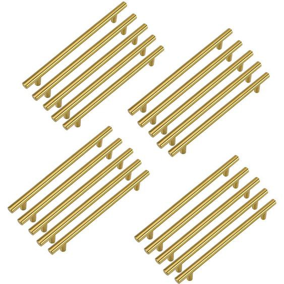 Freosen - 20pcs Poignée Meuble Dorée Poignée de Meuble Cuisine 128mm Poignee Laiton Poignée Tiroir Laiton Poignee Cuisine en Acier Inoxydable