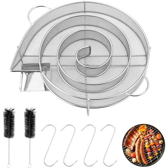 Générateur de fumée rond Pour Fumoir Fumage Viande Poisson Grille Barbecue avec brosse et crochet fumoir à viande pour grills bouilloire fumoirs et