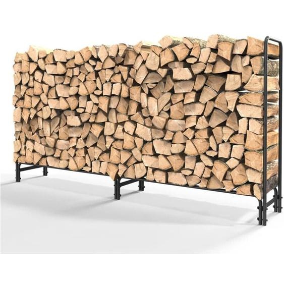 Freosen - Serre Bûche Extérieur Porte Bûche Acier Grande Capacité Rangement pour Bûches Range Bois Serre Bois 244 x 35.5 x 122cm(L x p x h)