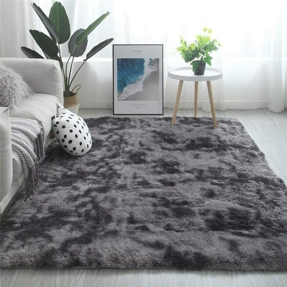 Freosen - Tapis de Salon Shaggy 120 x 160cm en Peluche Gris Foncé Fibre de Polypropylène Souple Tapis Antidérapante