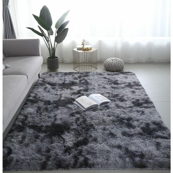 Freosen - Tapis de Salon Shaggy 160 x 230cm - Gris foncé - Fibre de Polypropylène souple - Antidérapante